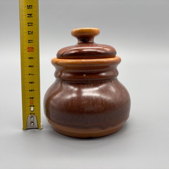 Beauceware Canada Brown Drip Stoneware Jar Vintage Ceramic Pot with Lid - Picture 5 of 6
